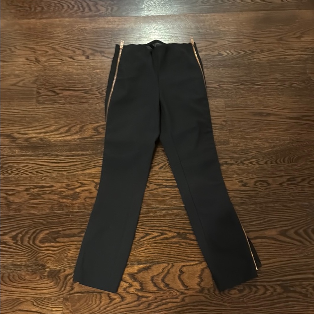 rag & bone Black Dress Pants with Gold Side Trim